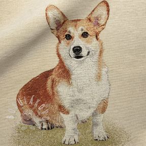 Dekorační látka GOBELIN PREMIUM Sitting Corgi Dog PANEL