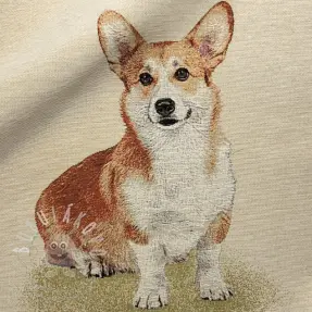 Dekorační látka GOBELIN PREMIUM Sitting Corgi Dog PANEL