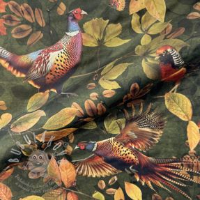 Dekorační látka VELVET Pheasant Forest Leaf