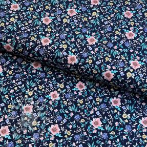 Bavlněná látka Flowers Tara navy design B digital print