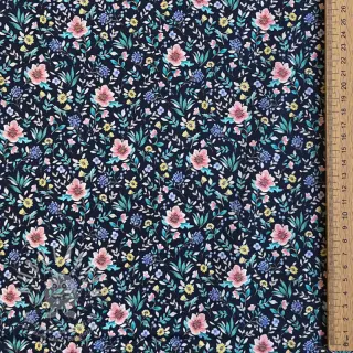 Bavlněná látka Flowers Tara navy design B digital print