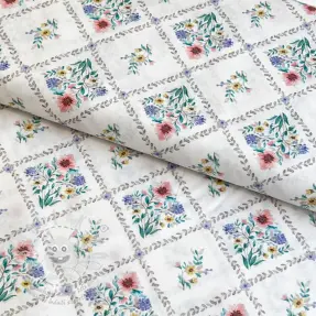Bavlněná látka Flowers Tara off white design A digital print