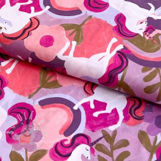 Bavlněná látka Unicorns mauve digital print