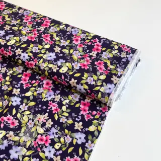Viskóza RADIANCE Flower Uma navy digital print