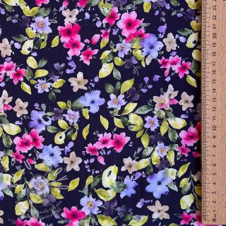 Viskóza RADIANCE Flower Uma navy digital print