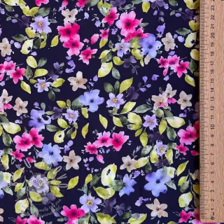Viskóza RADIANCE Flower Uma navy digital print