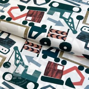 Bavlněná látka Vehicles off white digital print