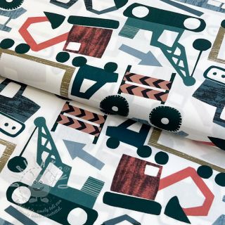 Bavlněná látka Vehicles off white digital print