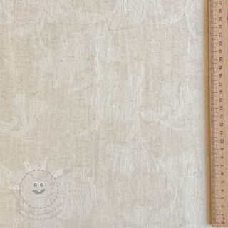 Bavlněná látka se lnem JACQUARD Flowers natural