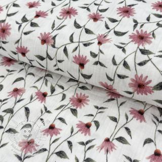 Dvojitá gázovina/mušelín Flowers Simone digital print ORGANIC