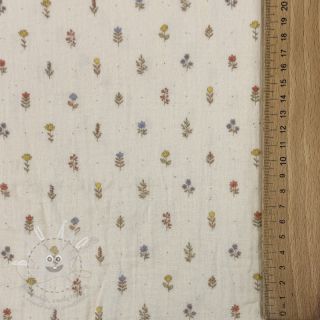 Dvojitá gázovina/mušelín Flowers Mia digital print ORGANIC