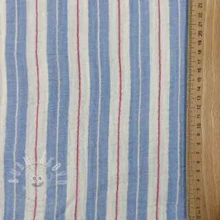 Dvojitá gázovina/mušelín YARN DYED Line blue