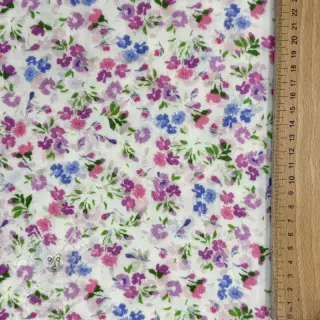Dvojitá gázovina/mušelín Flower Michaela off white digital print