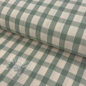 Dvojitá gázovina/mušelín LINEN YARN DYED Checks sage natural
