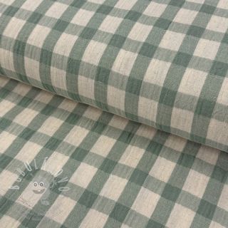 Dvojitá gázovina/mušelín LINEN YARN DYED Checks sage natural