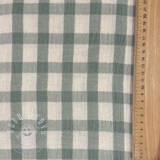 Dvojitá gázovina/mušelín LINEN YARN DYED Checks sage natural