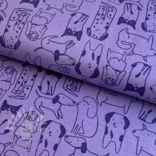 Bavlněná látka FLANNEL Dogs purple