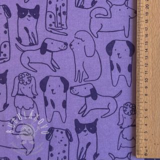 Bavlněná látka FLANNEL Dogs purple