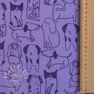 Bavlněná látka FLANNEL Dogs purple