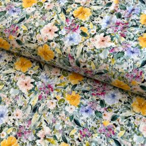 Viskóza se lnem CREPE Flowers Simi digital print