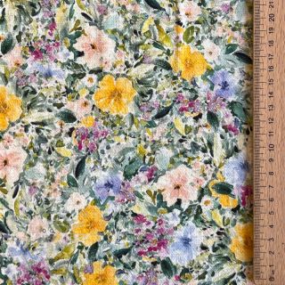 Viskóza se lnem CREPE Flowers Simi digital print