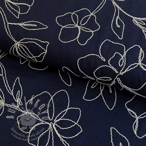 Viskóza se lnem EMBROIDERY Flower Danielle navy