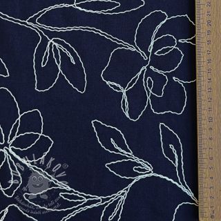 Viskóza se lnem EMBROIDERY Flower Danielle navy