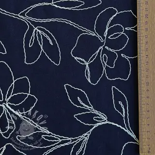 Viskóza se lnem EMBROIDERY Flower Danielle navy