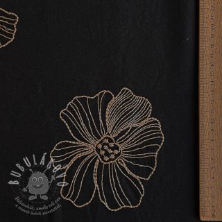 Viskóza se lnem EMBROIDERY Flower Maya black