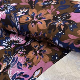 Teplákovina Flowers Mici brown digital print