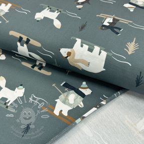 Teplákovina Winter animals sage digital print