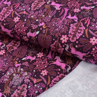 Teplákovina Forest animals bordeaux digital print