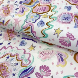 Úplet Shells white digital print