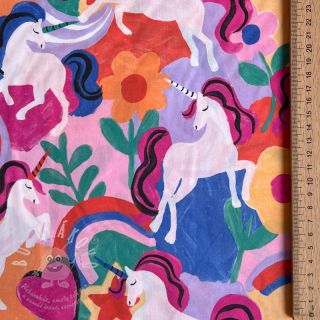 Bavlněná látka Unicorns multi digital print