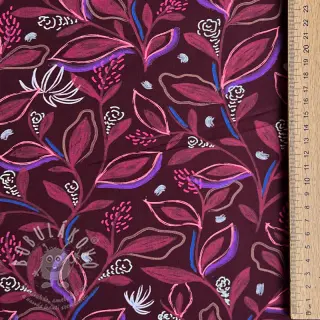 Bavlněná látka Leaves bordeaux digital print