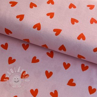 Bavlněná látka FLANNEL Hearts pink