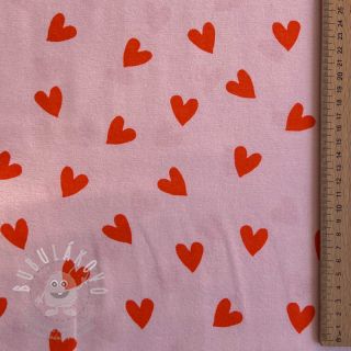 Bavlněná látka FLANNEL Hearts pink
