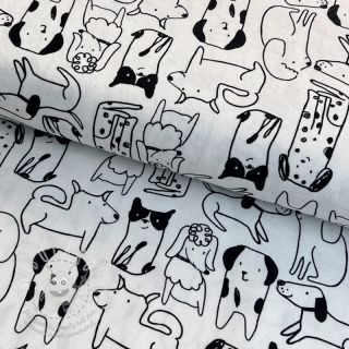 Bavlněná látka FLANNEL Dogs off white