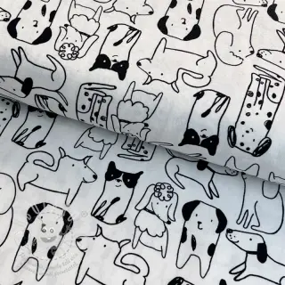 Bavlněná látka FLANNEL Dogs off white