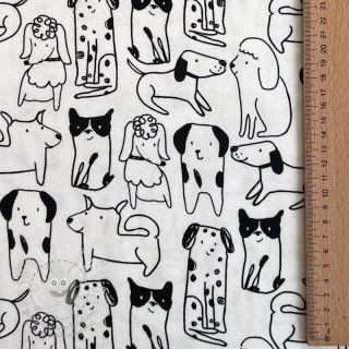 Bavlněná látka FLANNEL Dogs off white