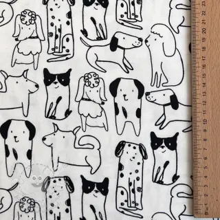 Bavlněná látka FLANNEL Dogs off white