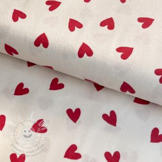 Bavlněná látka FLANNEL Hearts off white