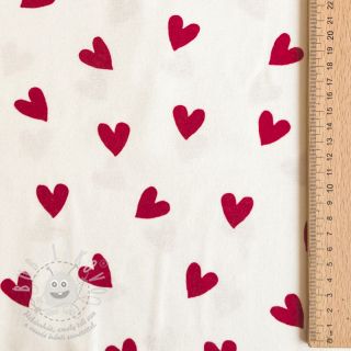 Bavlněná látka FLANNEL Hearts off white