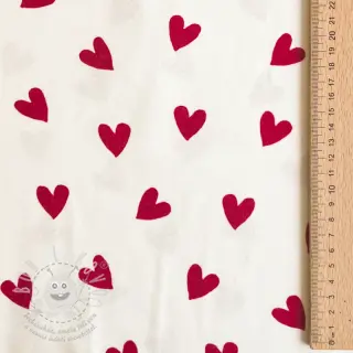 Bavlněná látka FLANNEL Hearts off white
