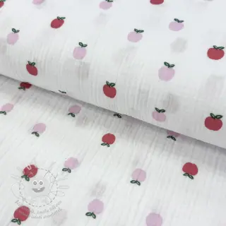 Dvojitá gázovina/mušelín Fruits apple white