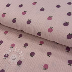 Dvojitá gázovina/mušelín Fruits apple soft rose