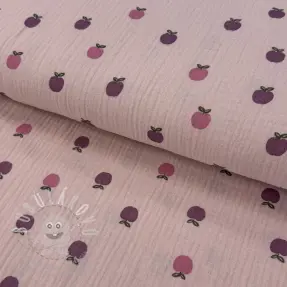 Dvojitá gázovina/mušelín Fruits apple soft rose