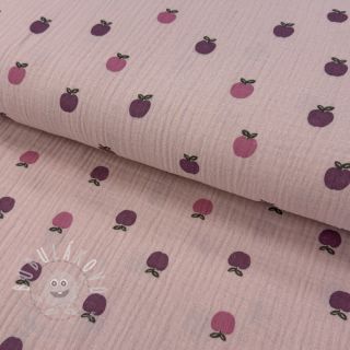 Dvojitá gázovina/mušelín Fruits apple soft rose