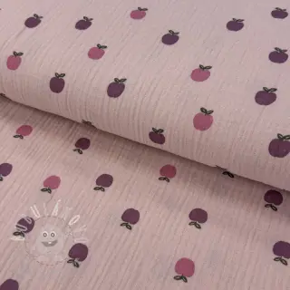 Dvojitá gázovina/mušelín Fruits apple soft rose