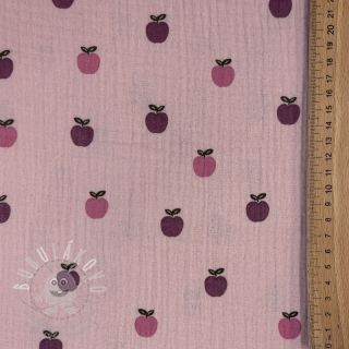 Dvojitá gázovina/mušelín Fruits apple soft rose